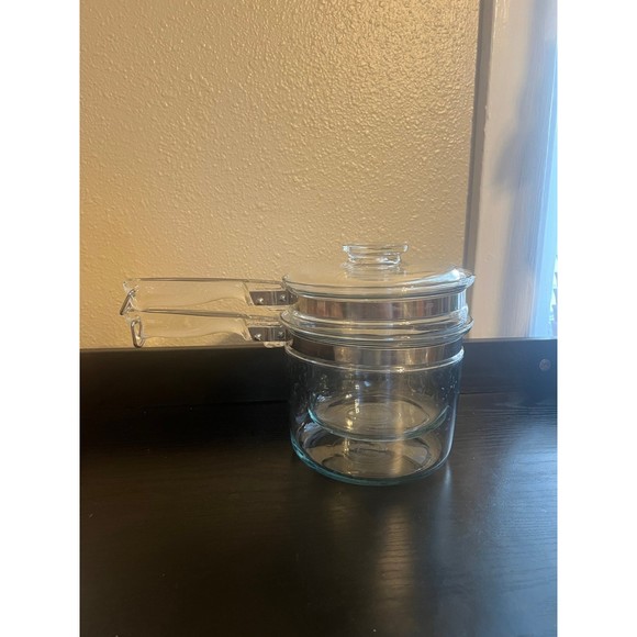Pyrex Flameware Vintage Glass Double Boiler With Lid 6283 - Picture 1 of 12